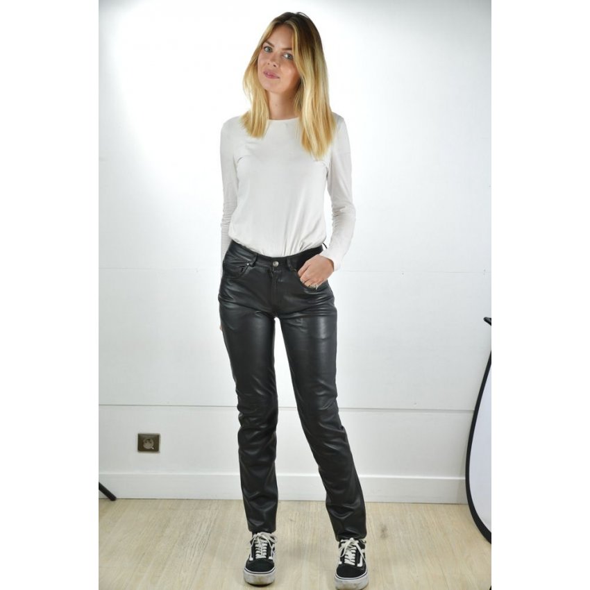 Pantalon en cuir noir femme 501